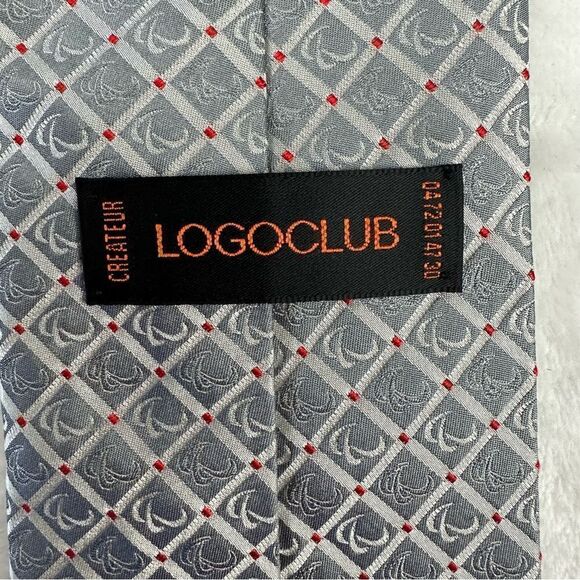 Logo Club silver print men’s tie - Picture 3 of 6
